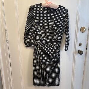 SAMANTHA SUNG Black and White with yellow accents silk dress